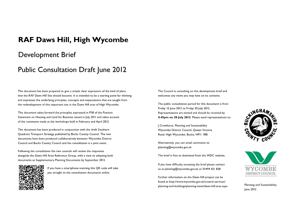 RAF Daws Hill, High Wycombe Development Brief Public Consultation Draft June 2012