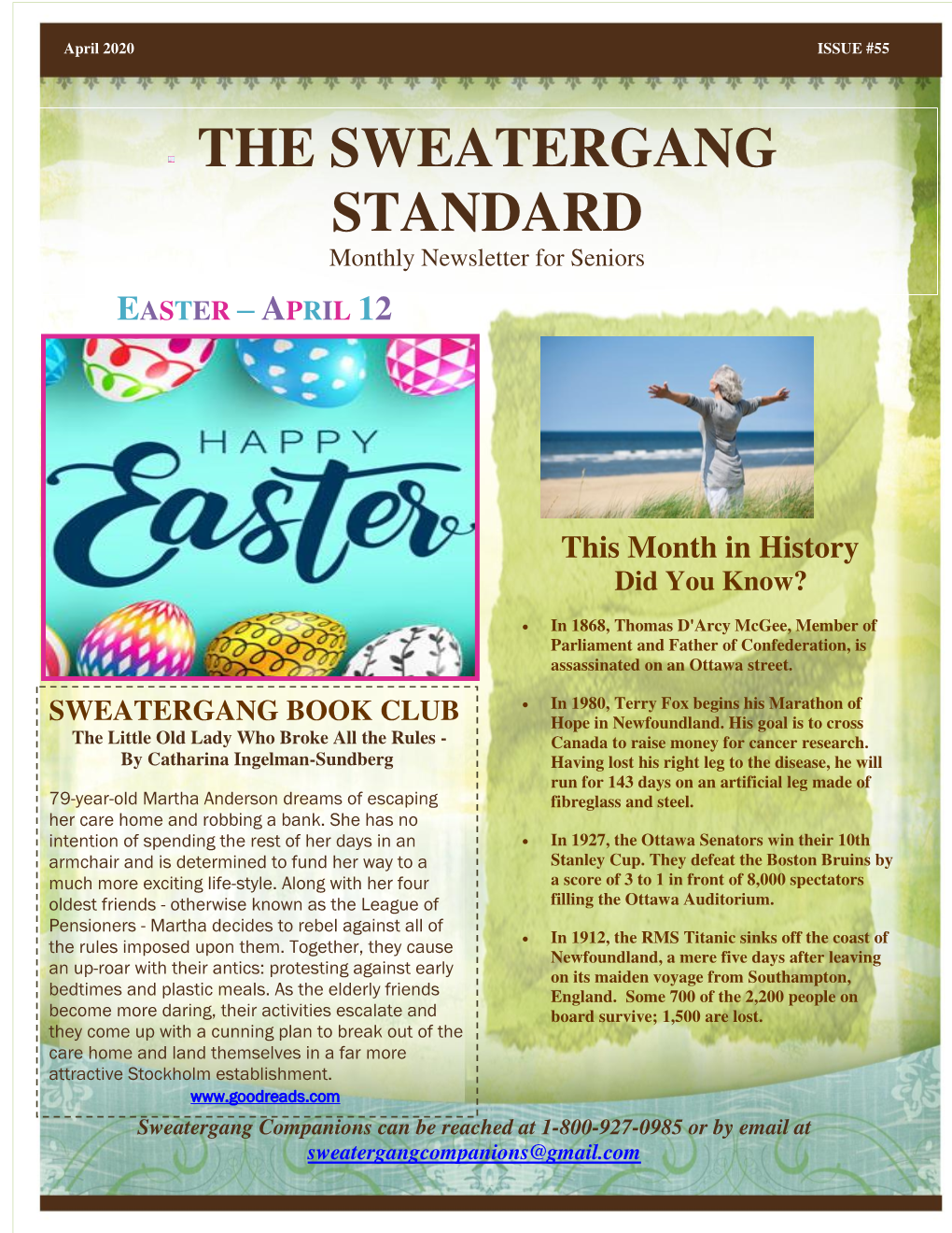 THE SWEATERGANG STANDARD Monthly Newsletter for Seniors