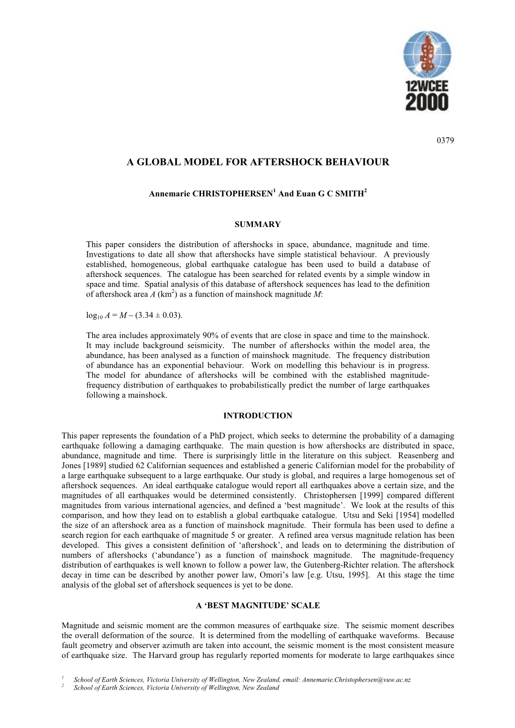 A Global Model for Aftershock Behaviour