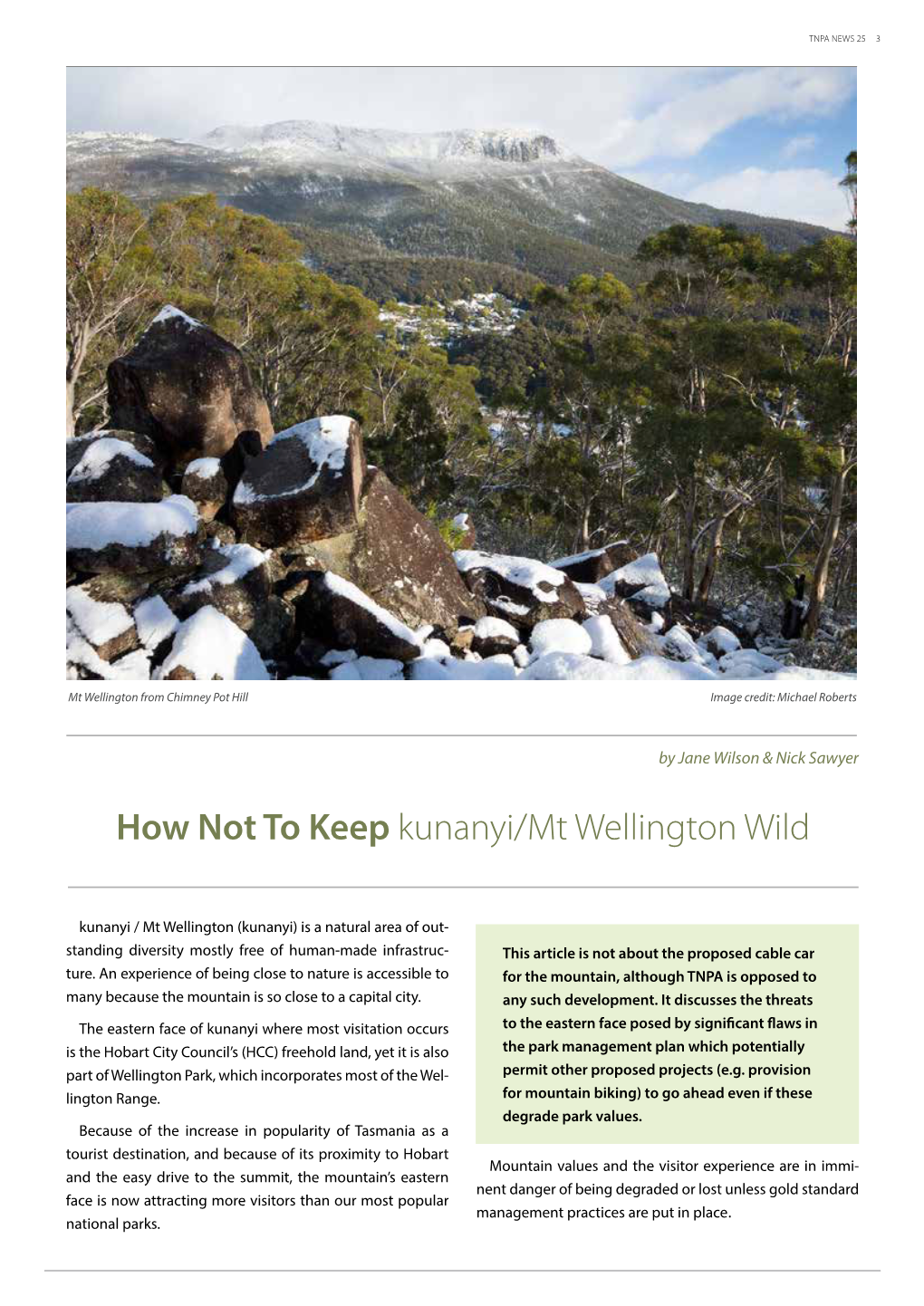 How Not to Keep Kunanyi/Mt Wellington Wild