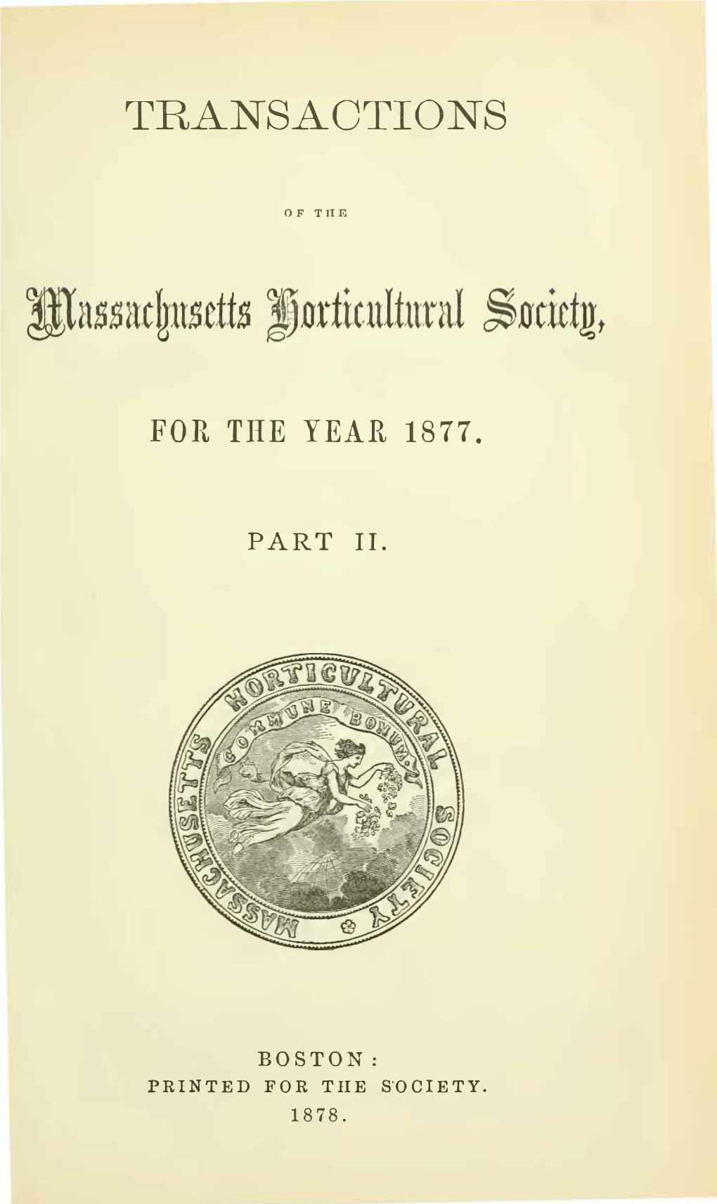 Transactions of the Massachusetts Horticultural Society