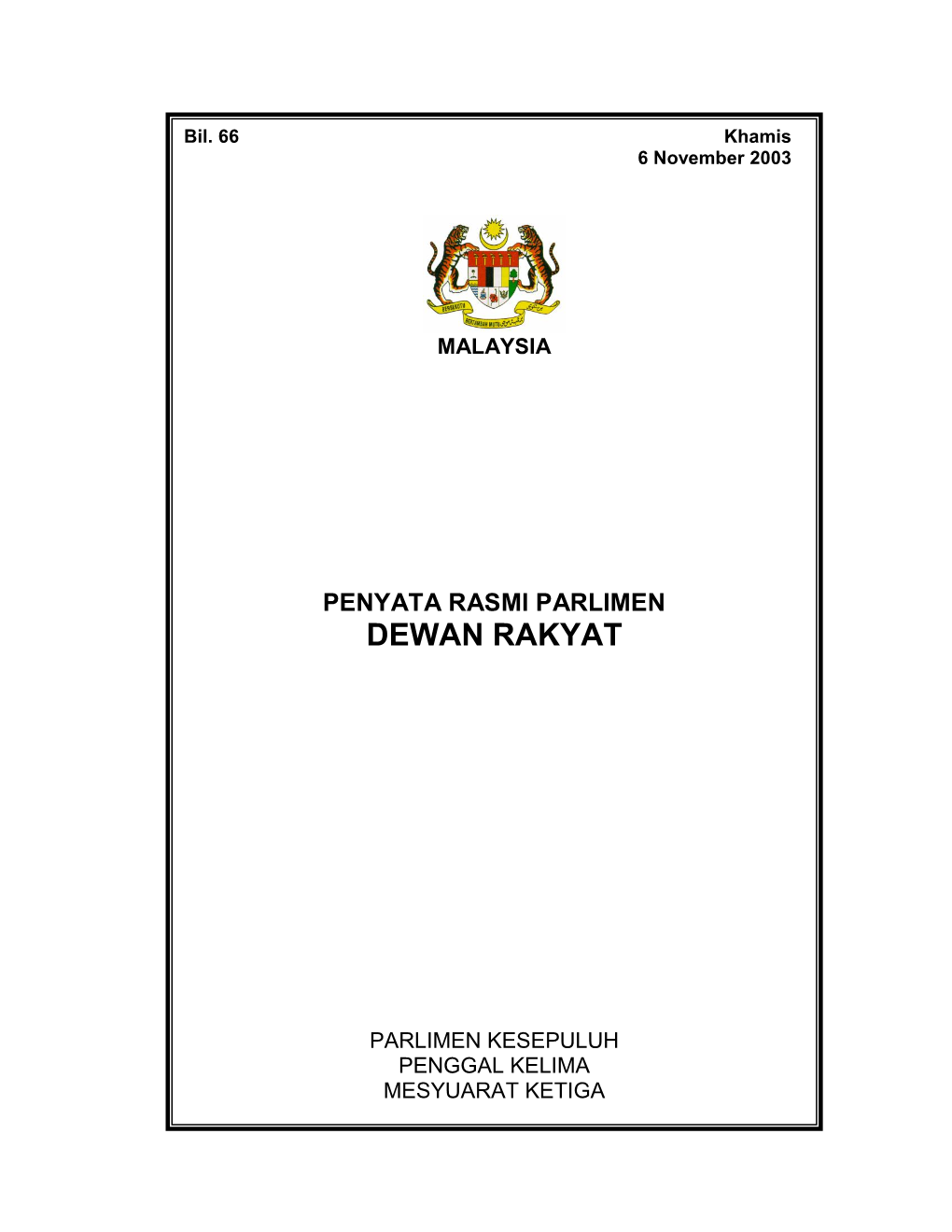 Penyata Rasmi Parlimen Dewan Rakyat