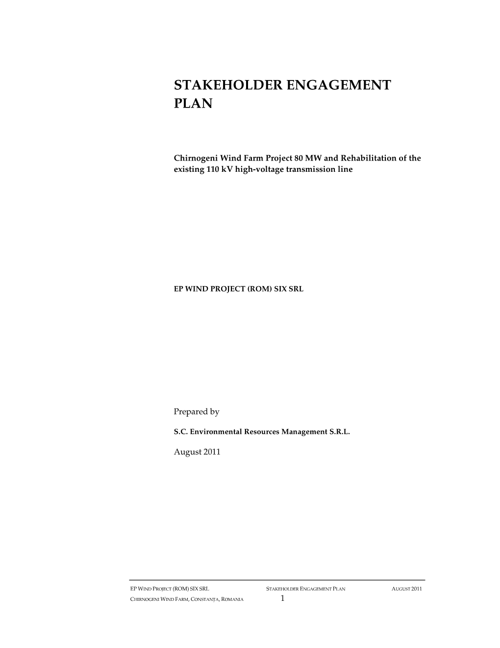 Stakeholder Engagement Plan