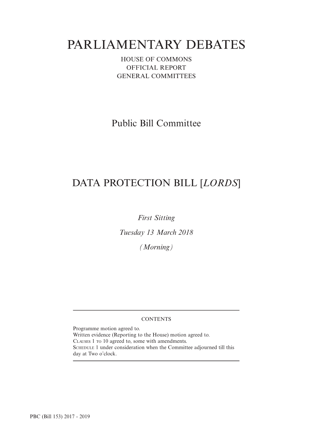 Parliamentary Debates House of Commons Official Report General Committees