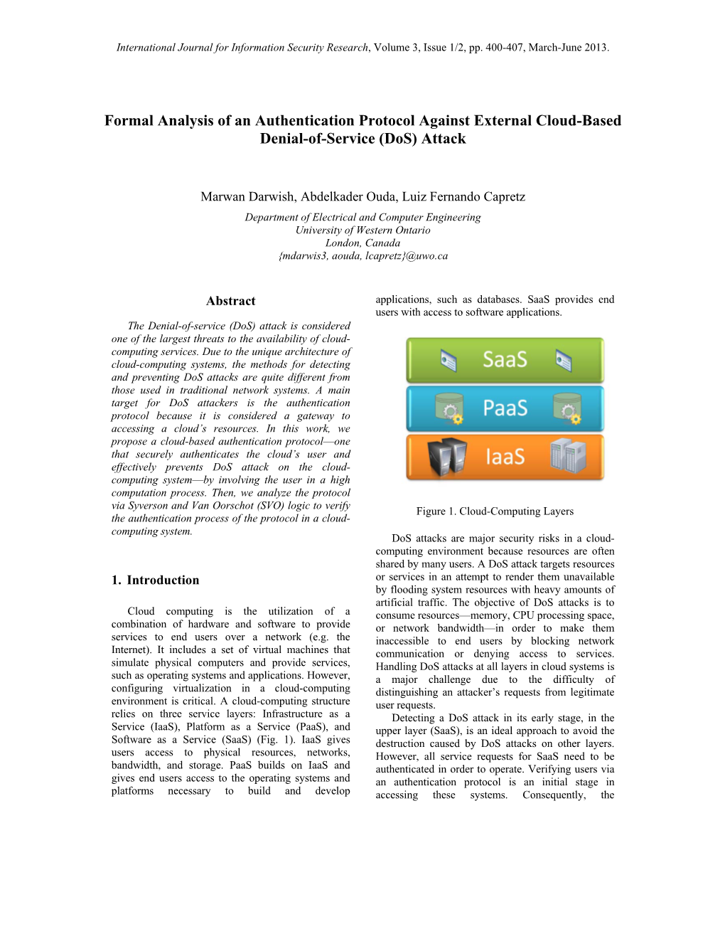 Formal Analysis of an Authentication Protocol Against External Cloud-Based Denial-Of-Service (Dos) Attack