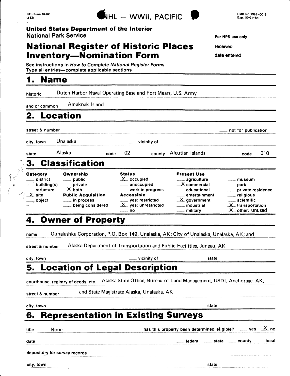 National Register of Historic Places Inventory—Nomination Form 1