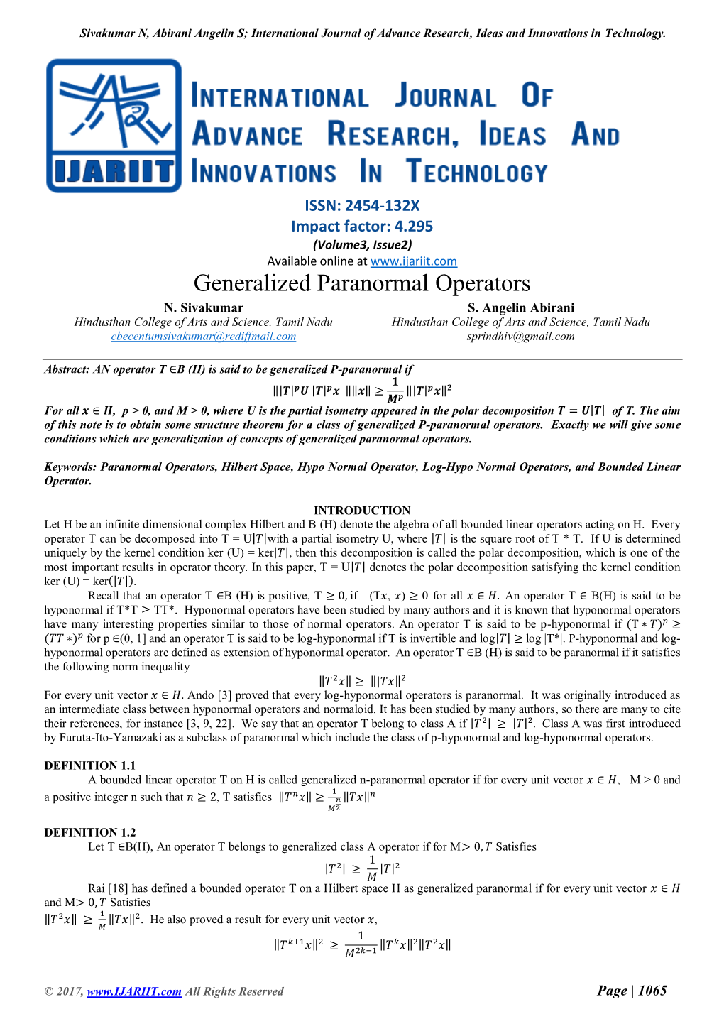 Generalized Paranormal Operators N