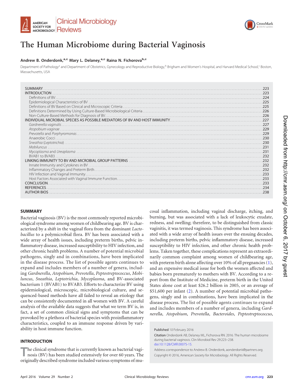 The Human Microbiome During Bacterial Vaginosis