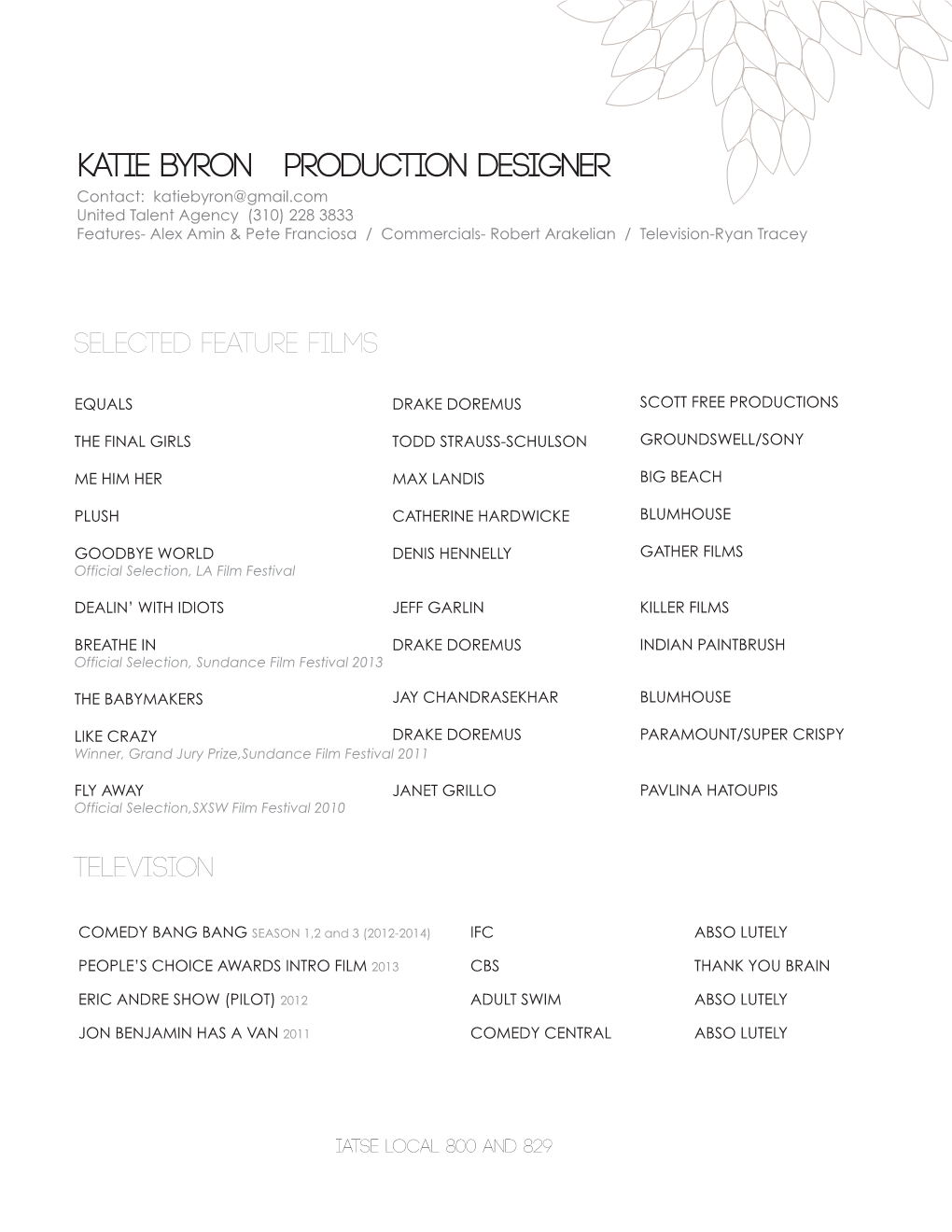 Katie Byron Production Designer