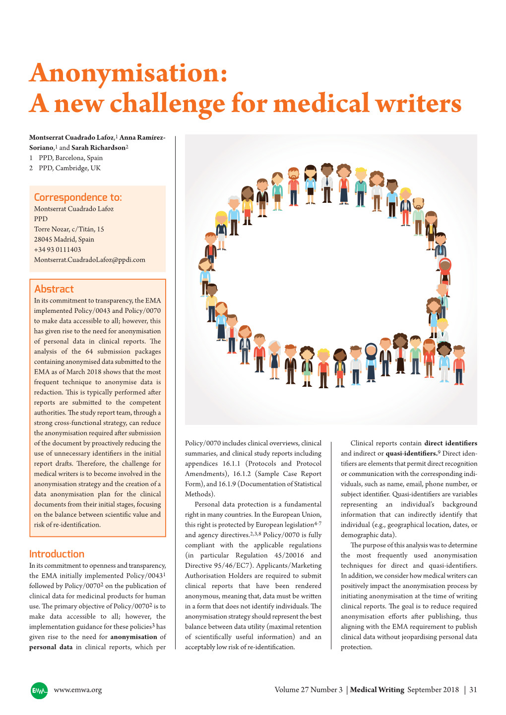 Anonymisation: a New Challenge for Medical Writers