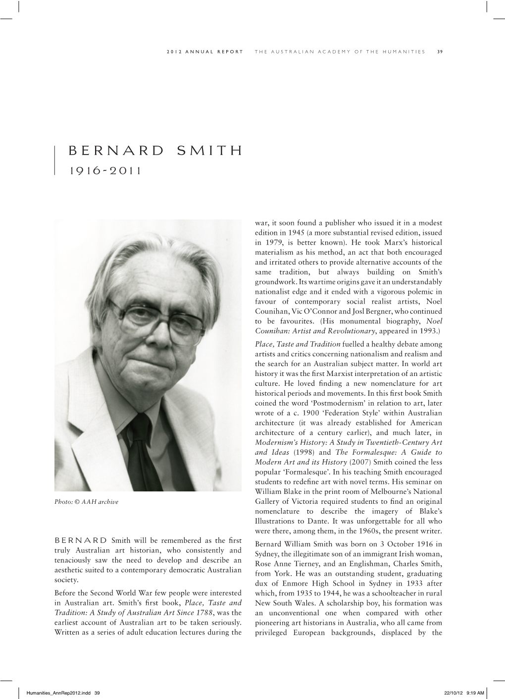 Bernard Smith Was Appointed As a Lecturer to the Reconsideration of French and British Utopian Socialists