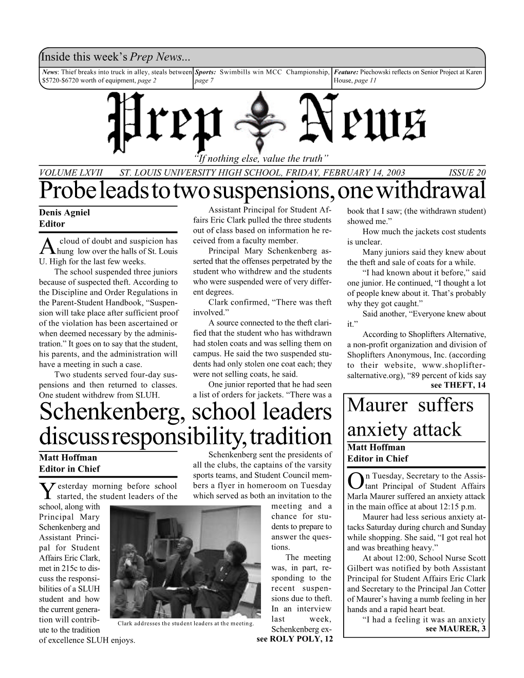 Probe Leads to Two Suspensions, One Withdrawal Schenkenberg, School