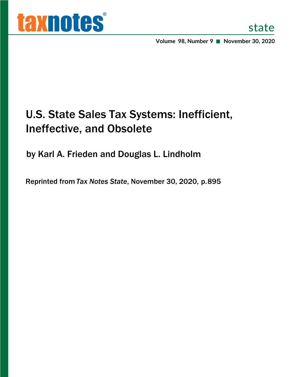 US State Sales Tax Systems