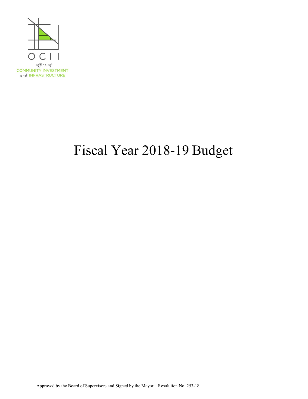 Fiscal Year 2018-19 Budget
