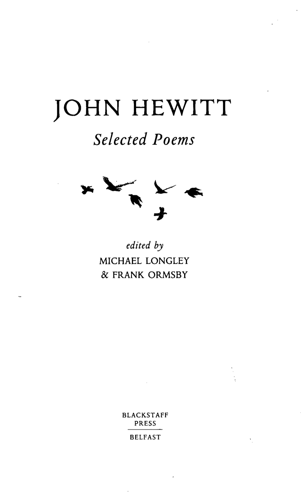 JOHN HEWITT Selected Poems