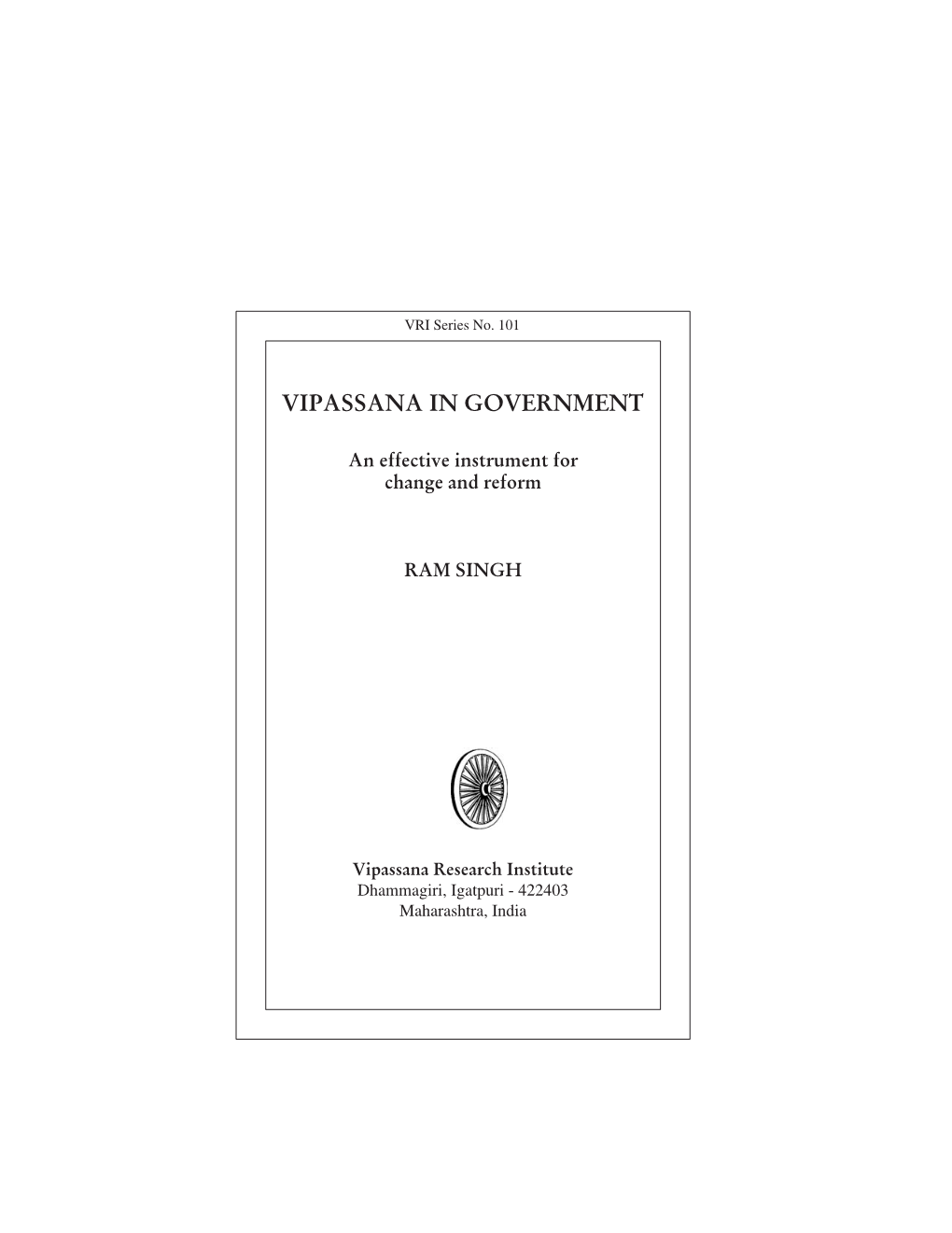 Vipassana in Government