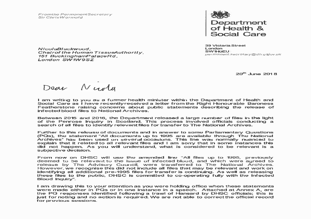 A Full Copy of the Letter to Nicola Blackwood