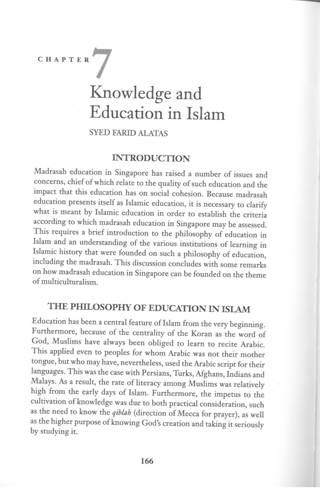 Knowledge and Education in Islam