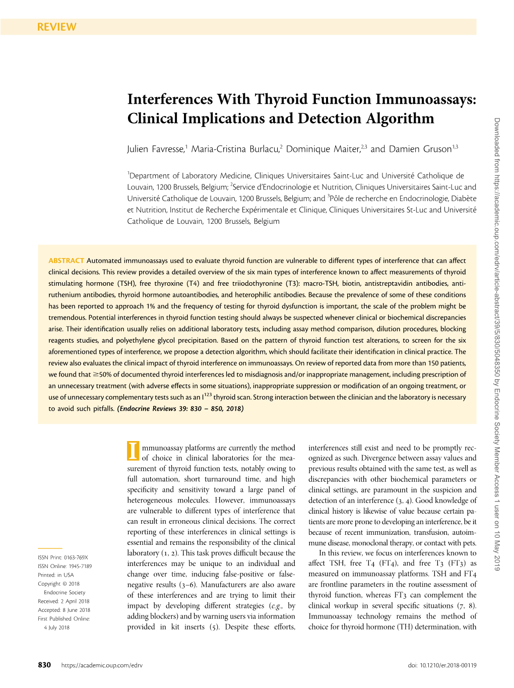 Interferences with Thyroid Function Immunoassays