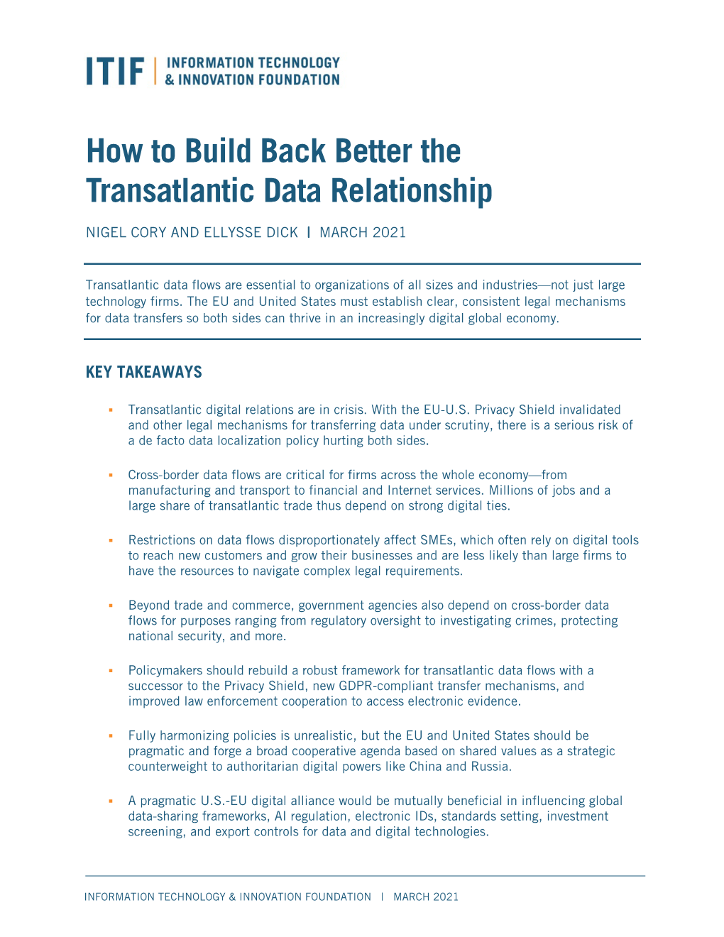 How to Build Back Better the Transatlantic Data Relationship