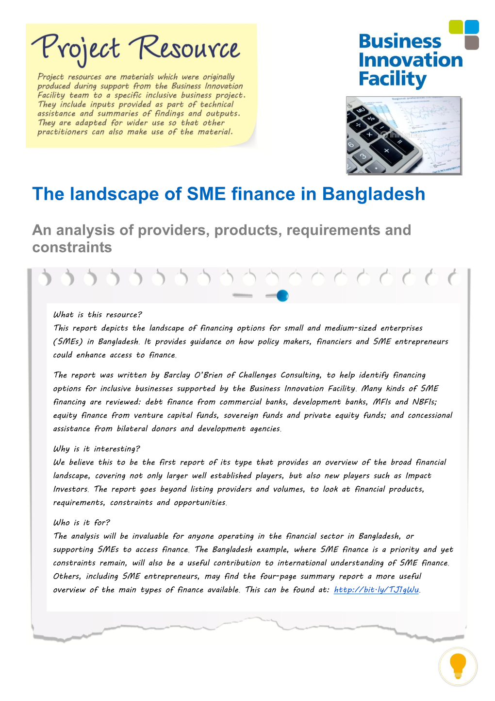 The Landscape of SME Finance in Bangladesh