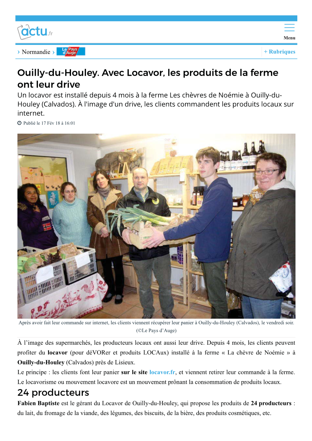Ouilly-Du-Houley. Avec Locavor, Les Produits De La Ferme Ont Leur Drive 24 Producteurs
