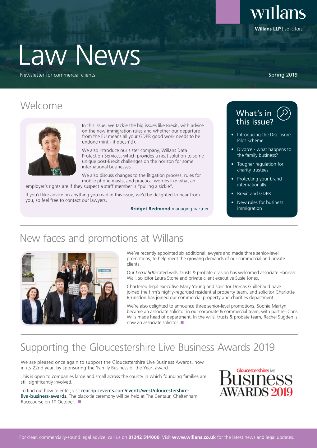 Law News Newsletter for Commercial Clients Spring 2019