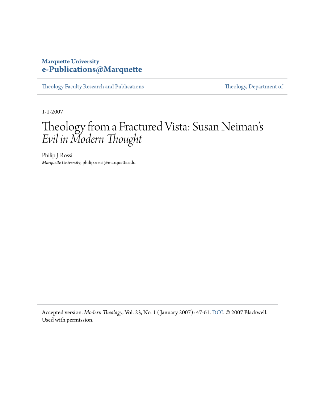 Susan Neiman's Evil in Modern Thought