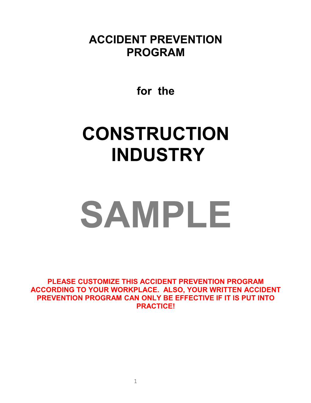 Sample Accident Prevention Program (APP) for Construction