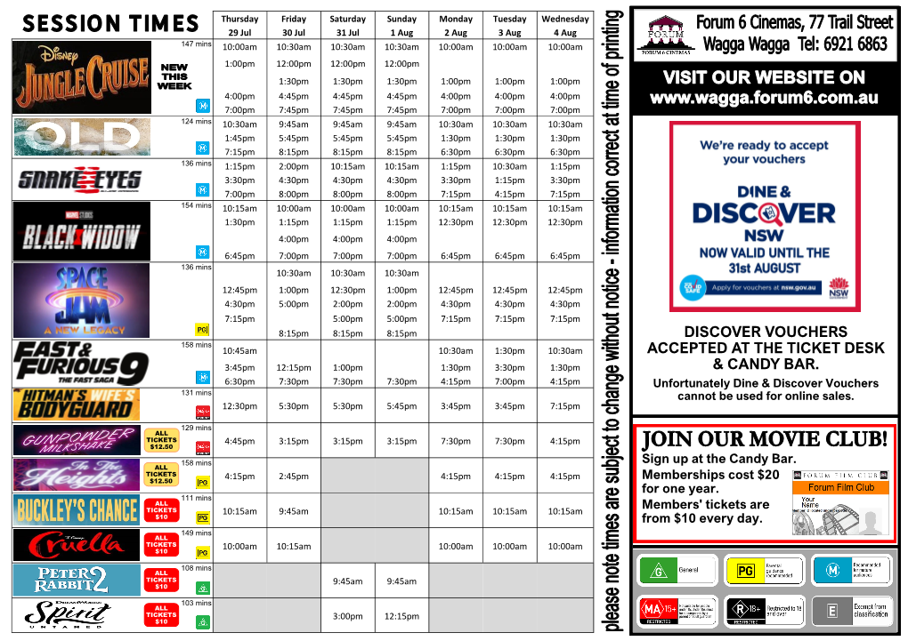 Discover Vouchers Accepted at the Ticket Desk & Candy Bar