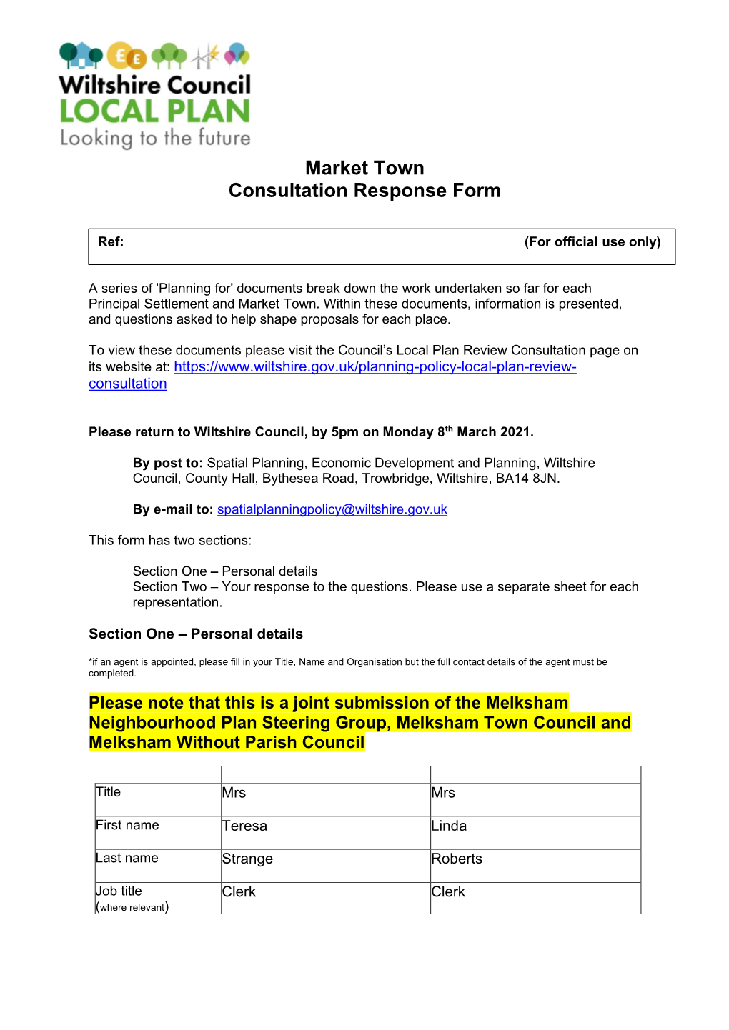 Melksham Town Council's Response to the Local Plan Review PDF