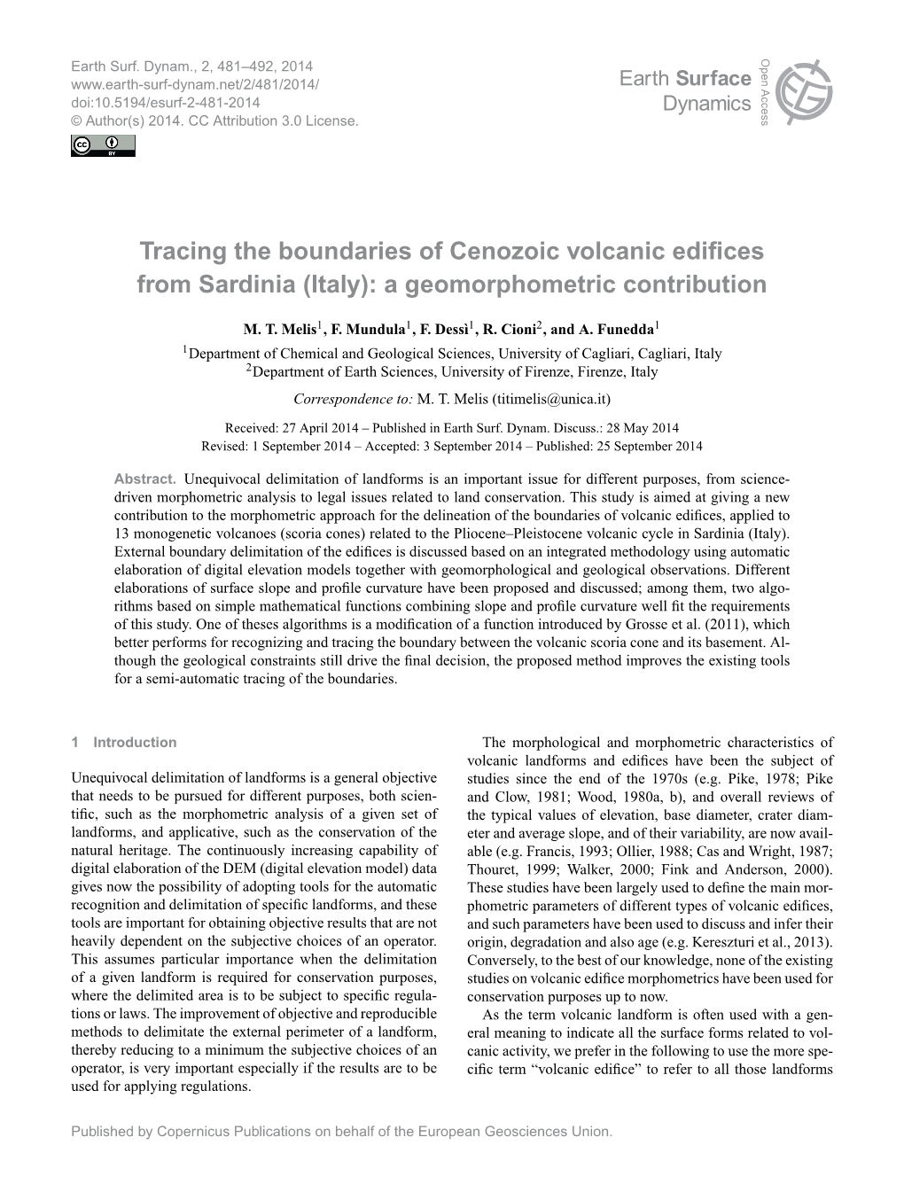 Tracing the Boundaries of Cenozoic Volcanic Edifices from Sardinia (Italy