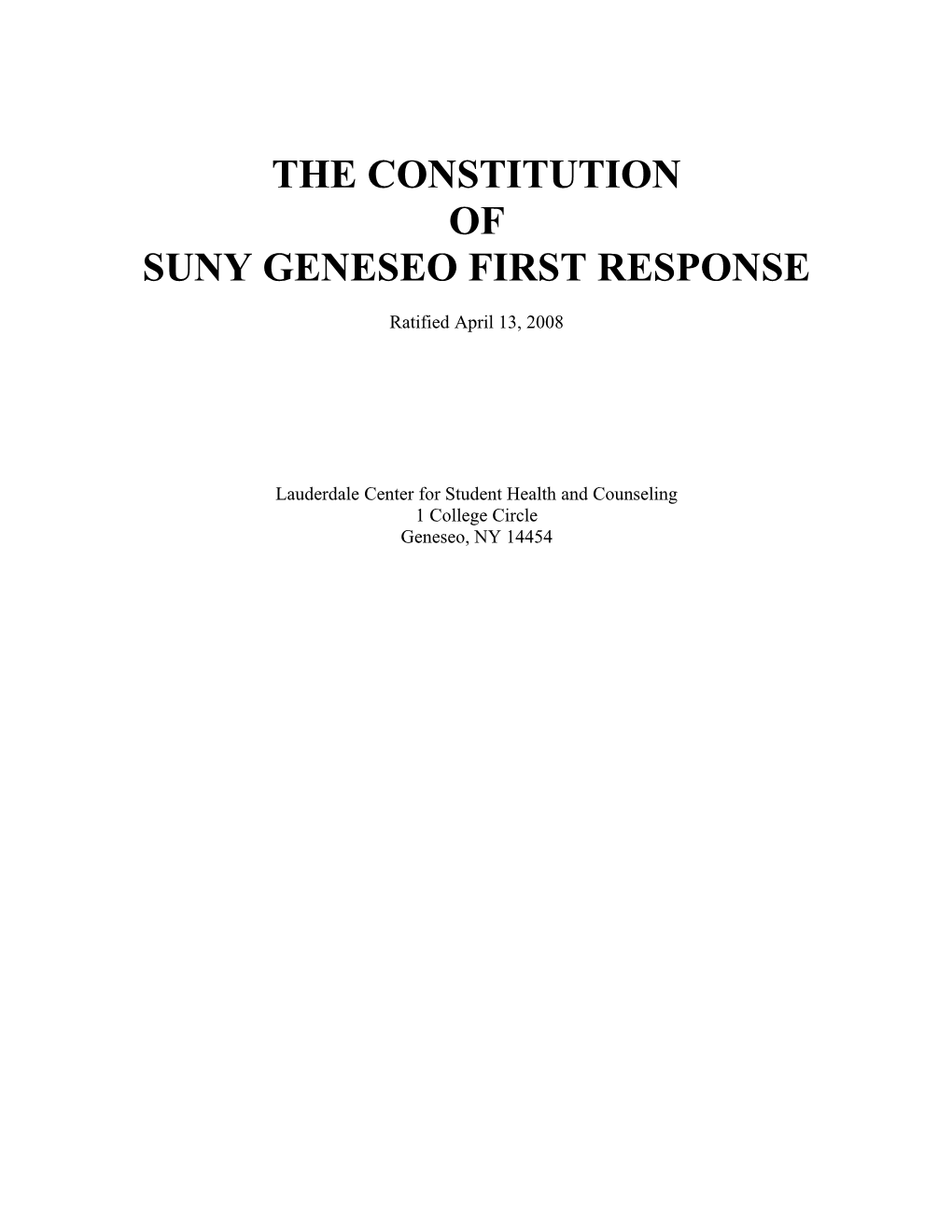 Constitution of SUNY Geneseo First Response