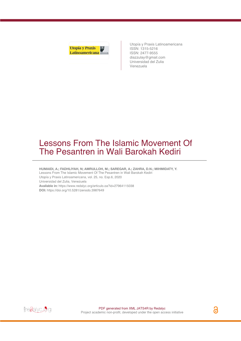 Lessons from the Islamic Movement of the Pesantren in Wali Barokah Kediri