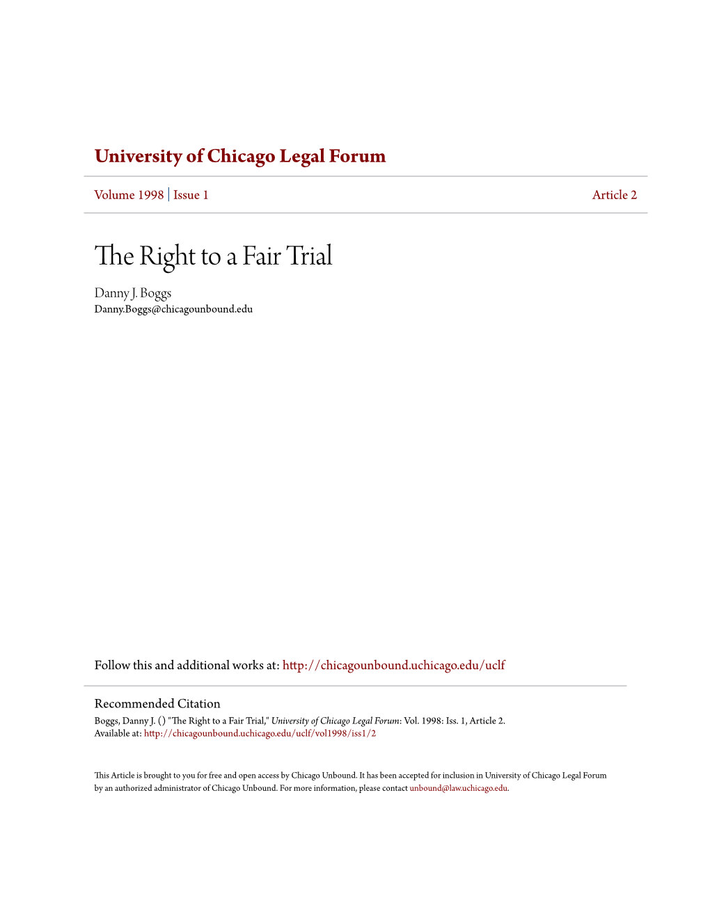 The Right to a Fair Trial Danny J