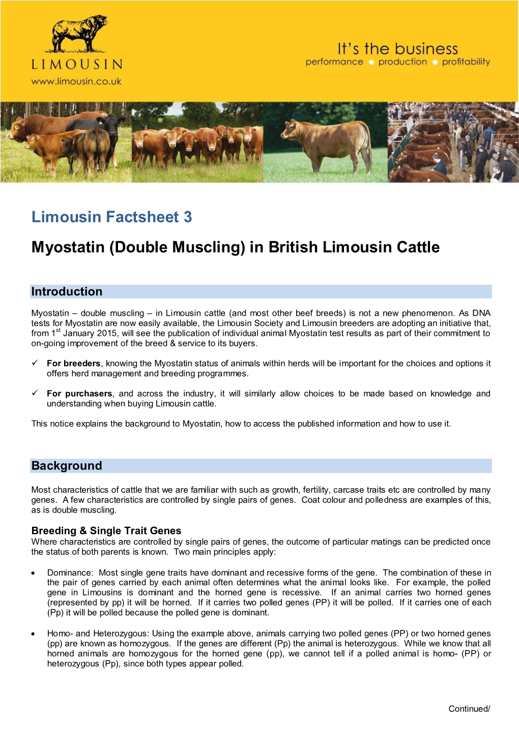 Double Muscling) in British Limousin Cattle