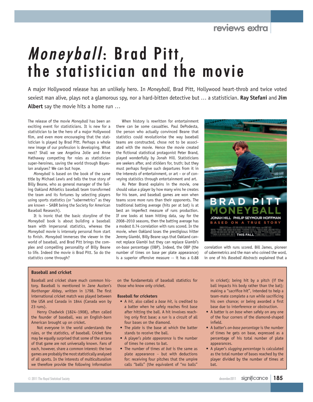 Moneyball: Brad Pitt, the Statistician and the Movie