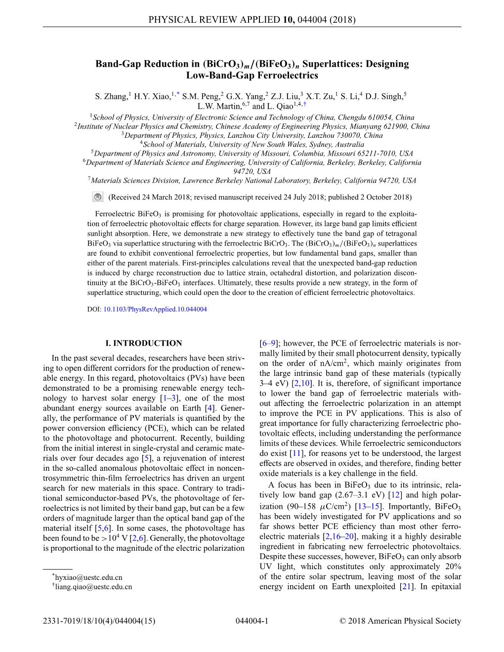 (Bicro3)M/(Bifeo3)N Superlattices: Designing Low-Band-Gap Ferroelectrics