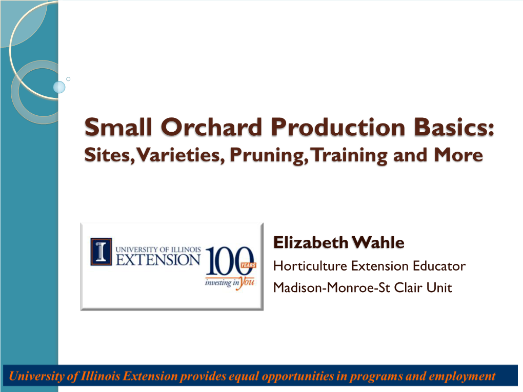 Small Orchard Production Basics: Sites, Varieties, Pruning, Training and More