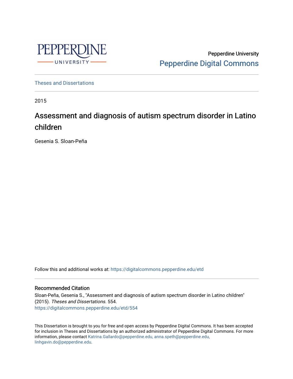 Assessment and Diagnosis of Autism Spectrum Disorder in Latino Children