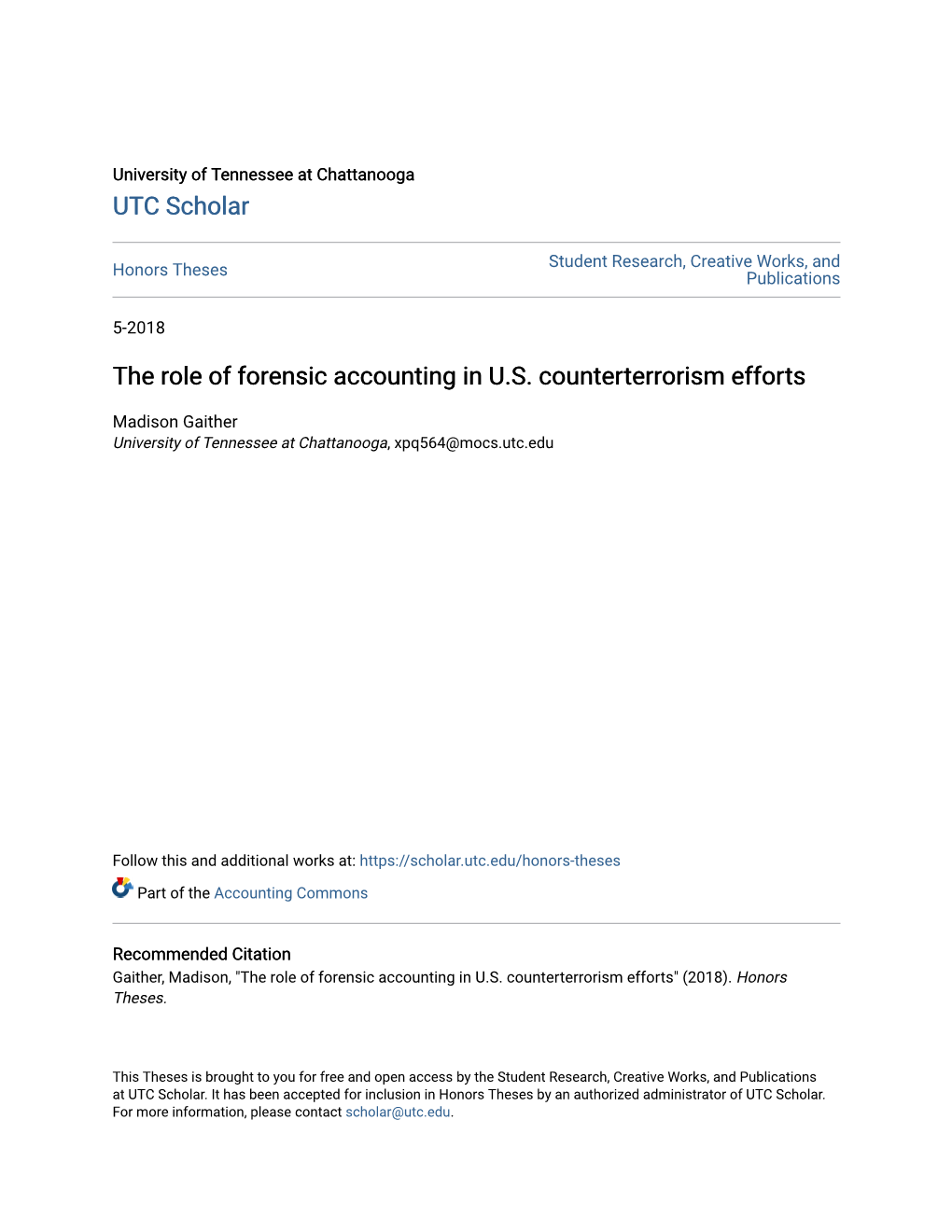 The Role of Forensic Accounting in U.S. Counterterrorism Efforts