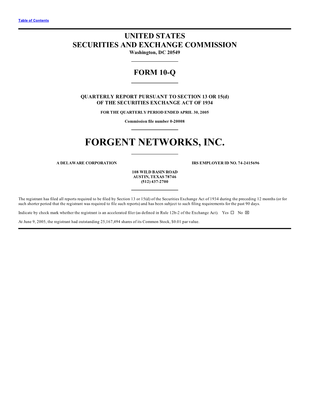 Forgent Networks, Inc