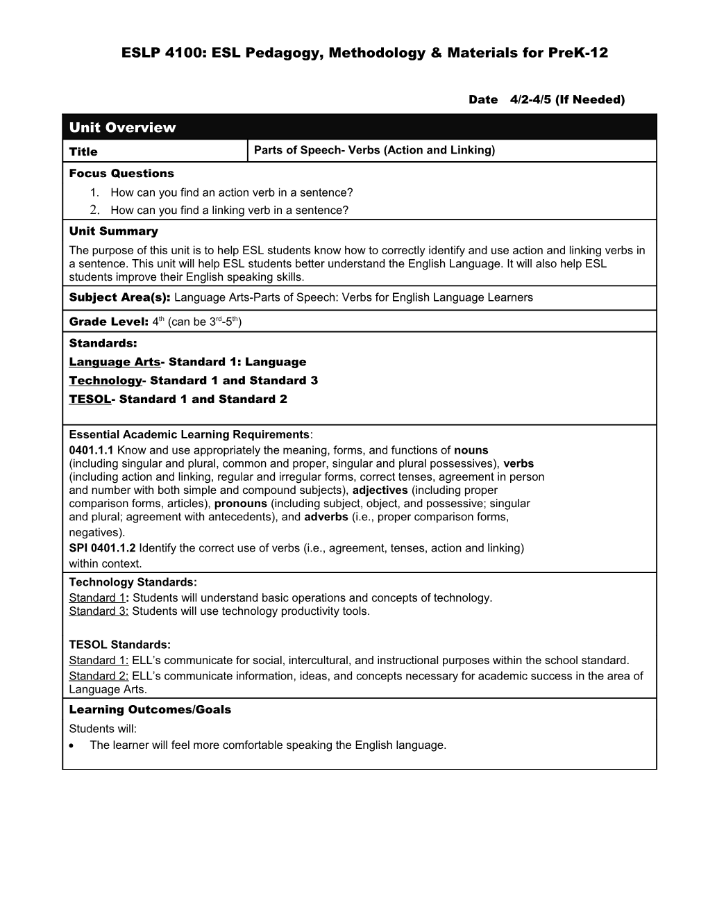 Unit Plan Template s5