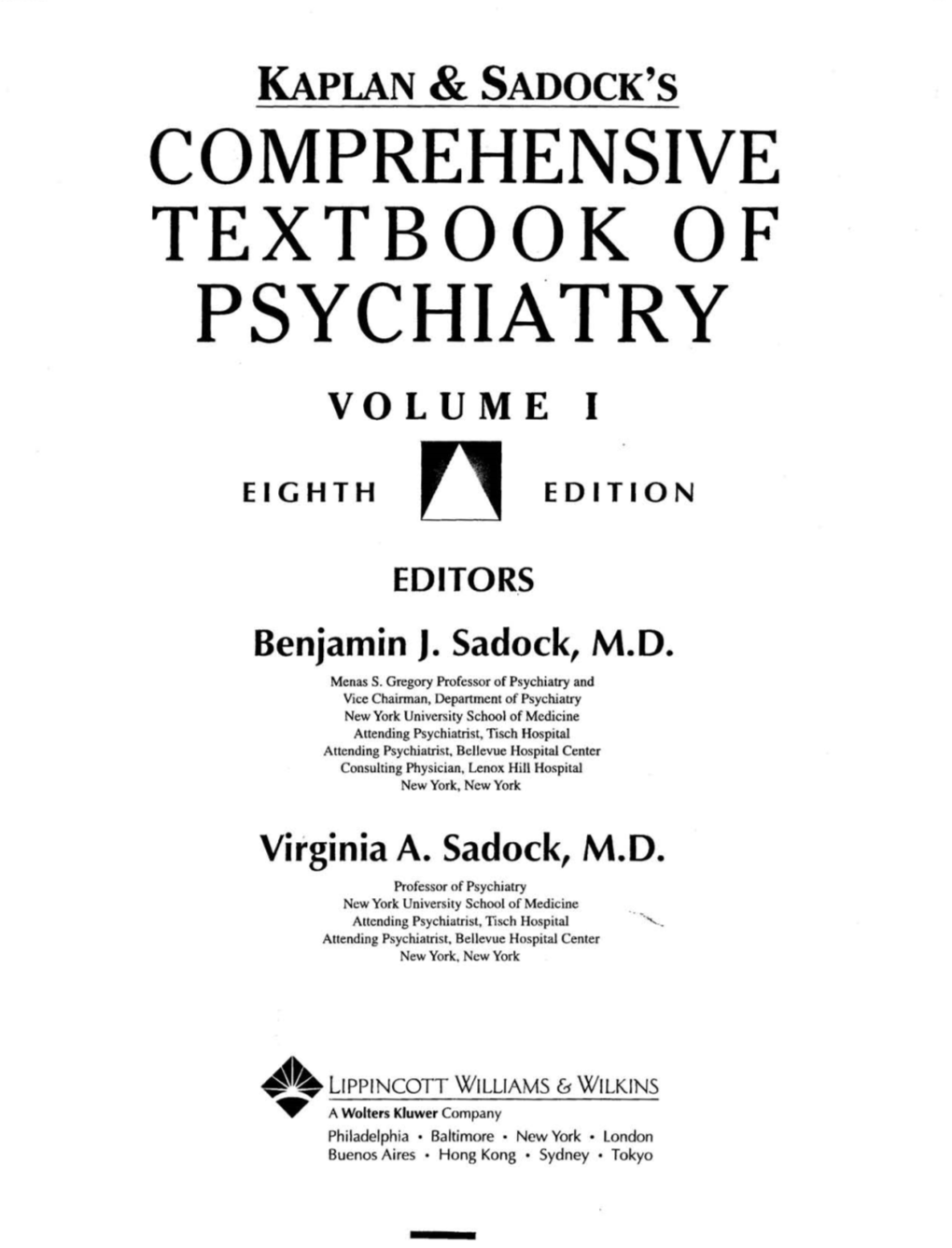Psychiatry Volume I