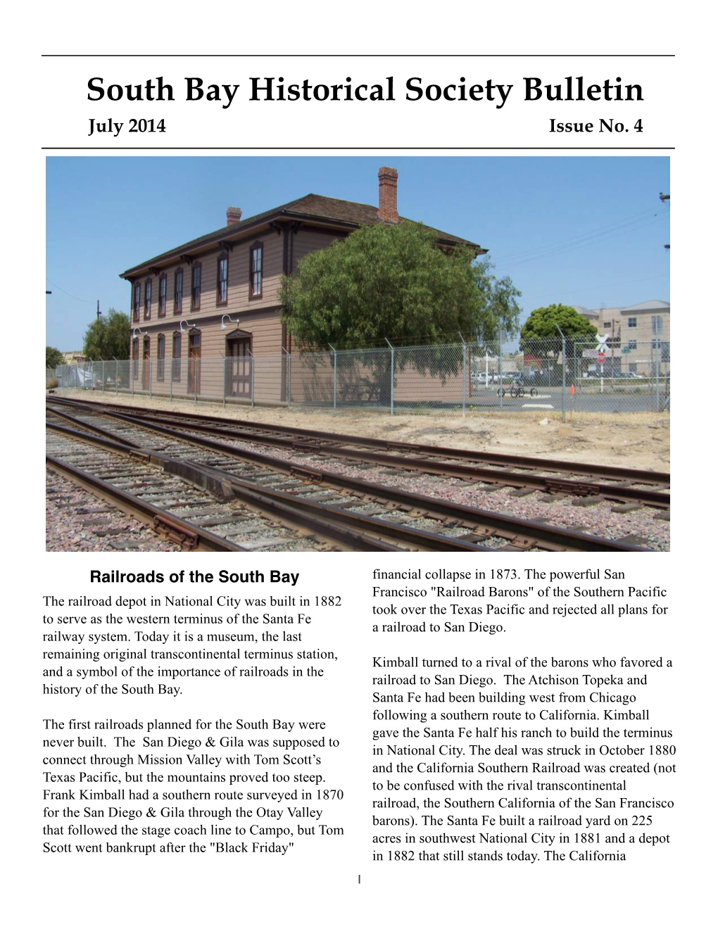 South Bay Historical Society Bulletin July 2014 Issue No