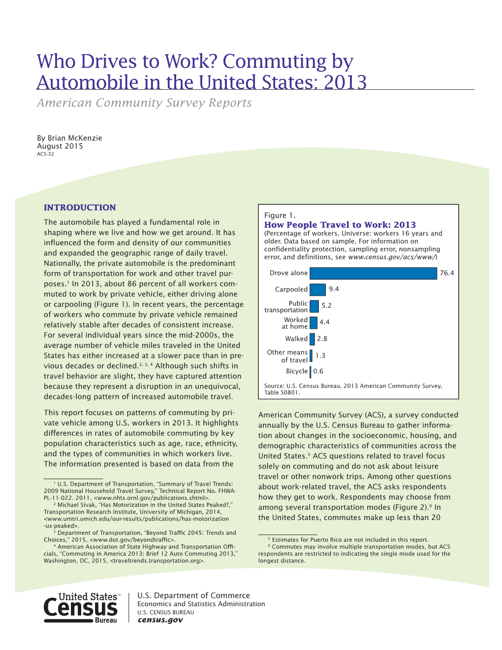 Commuting by Autombile in the United States