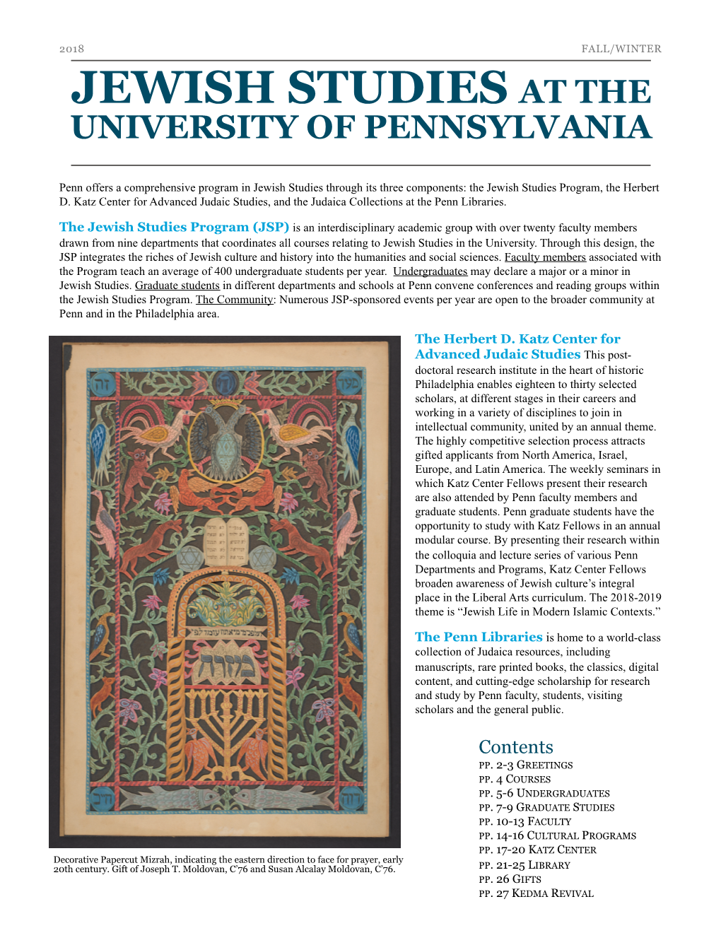 Jewish Studies @ PENN Fall/Winter 2018