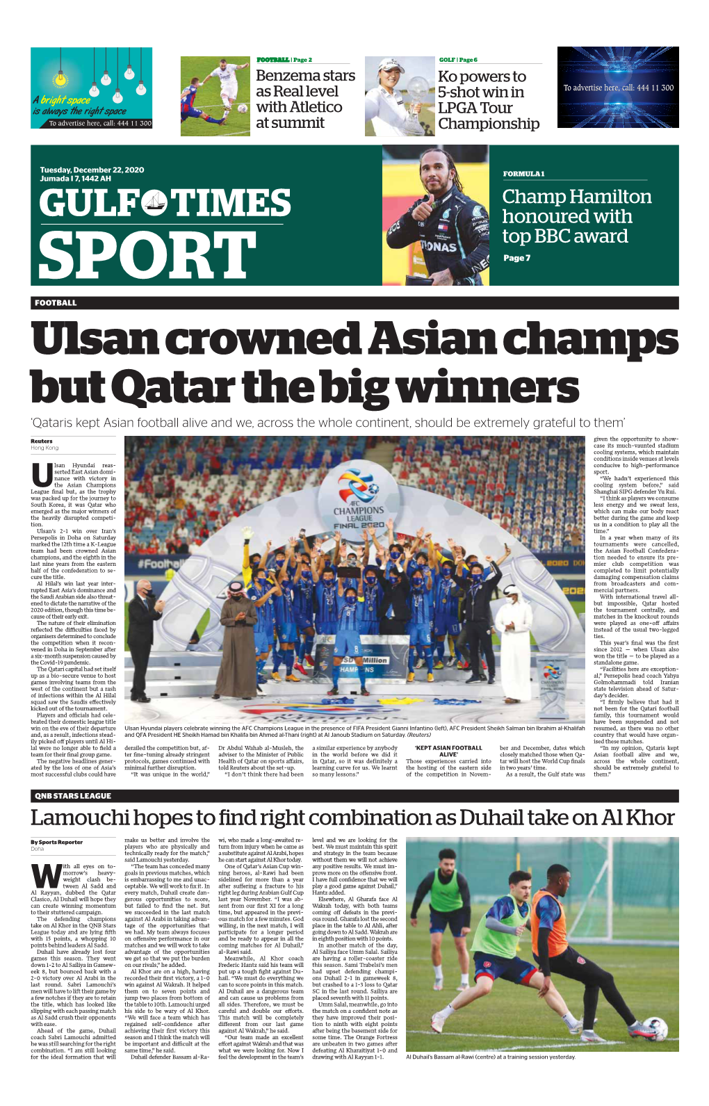 Ulsan Crowned Asian Champs but Qatar the Big Winners ‘Qataris Kept Asian Football Alive and We, Across the Whole Continent, Should Be Extremely Grateful to Them’
