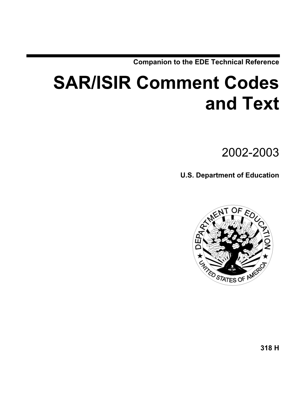 SAR/ISIR Comment Codes and Text, Feb 2002