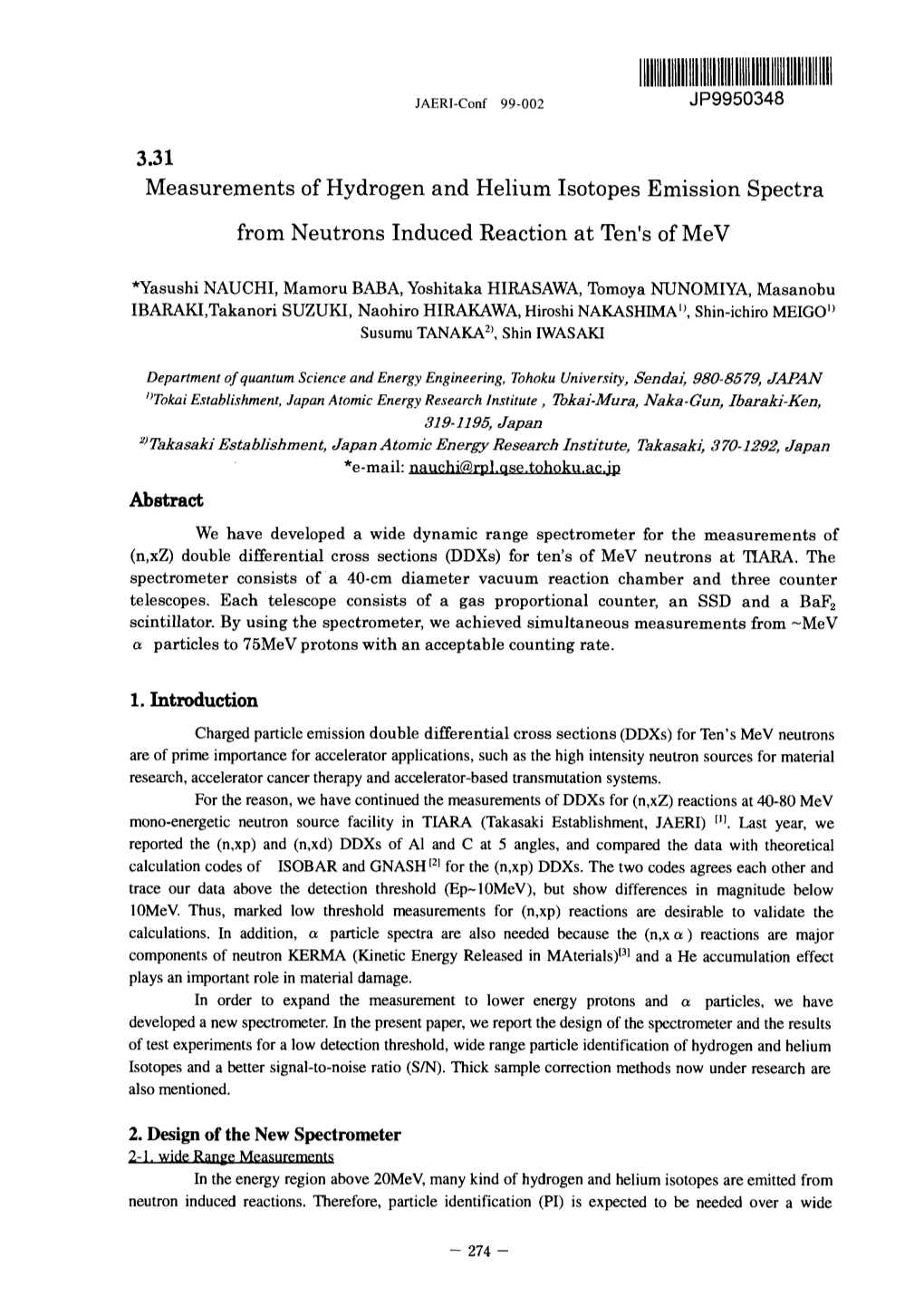 Measurements of Hydrogen and Helium Isotopes Emission Spectra from Neutrons Induced Reaction at Ten's of Mev